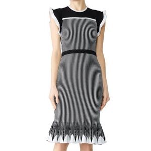 Shoshanna Black and White Striped Dress. Size Medium.